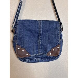 Y2k Small Jean Denim Shoulder Crossbody Purse Bag Western Core EUC 12.25"x10.5"